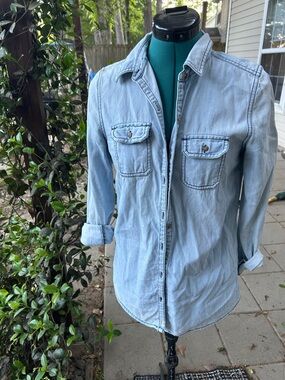 Light Wash Denim Button-Up Shirt ASO Joanna Gaines